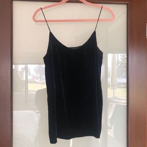 Theory Black Velvet Split Side Seam Tank Cami